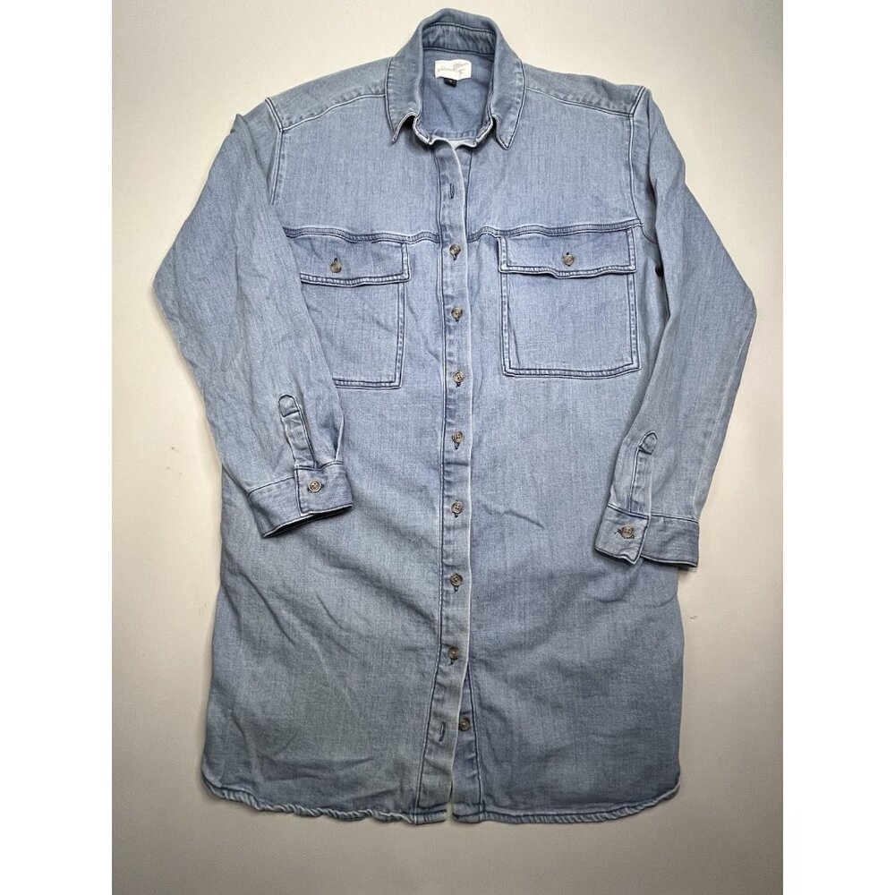 Universal Thread Women's Long Sleeve Mini Shirtdress Western Blue Denim, Medium